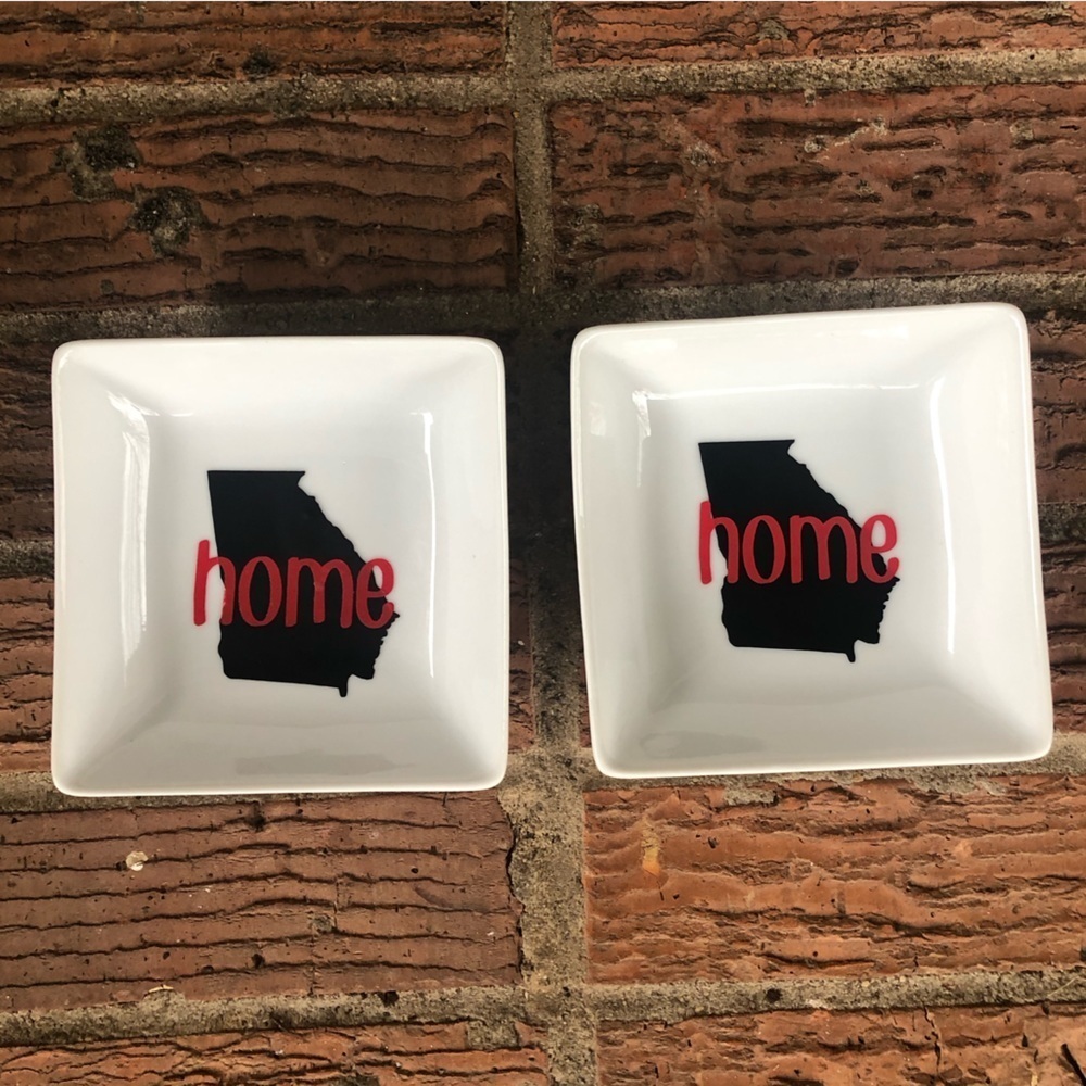 Set of 2 American Airlines Home State Small Square Bowls Silhouette of Georgia